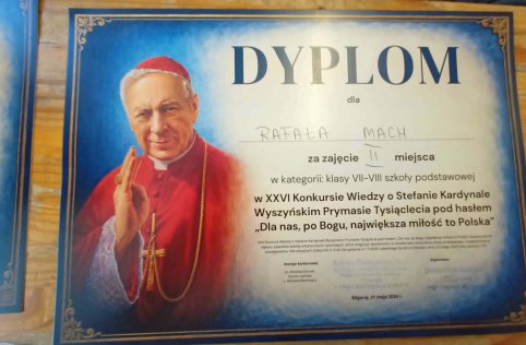 Sukces naszych uczniów w konkursie wiedzy o Stefanie Kardynale Wyszyńskim